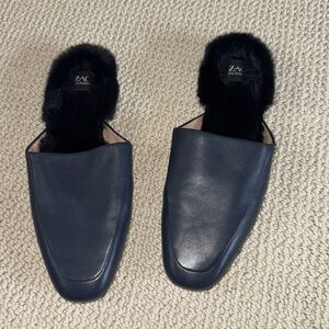 Zac Posen Winfield Leather and Fur Mules Size 9